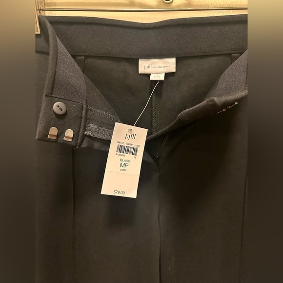 NWT J.Jill Cotton Ponte Black Petite Modern Minimalist Straight Pants,size MP - Picture 3 of 6